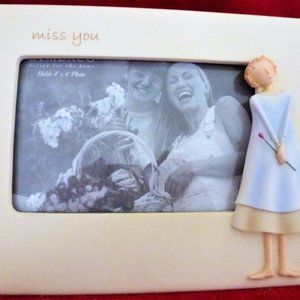 Demdaco Cream Blue Miss You Table / Wall Picture Frame Holds 4 x 6 NEW
